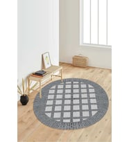 Dijital Baskılı Kaymaz Taban Yıkanabilir Yuvarlak Salon Halısı Koridor Halısı Paspas NDY-SD-1027 (Gri)