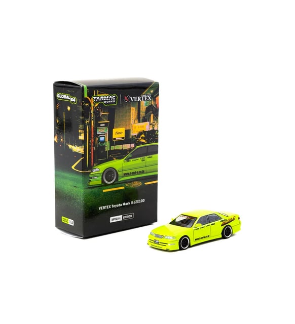 VERTEX Toyota JZX100 & HKS S15 ターマックワークス Tarmac Works 1/64 VERTEX Toyota Mark II JZX100 Light Green - Tokyo