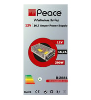 Peace B2881 220 Volt 12 Volt 16,7 Amper Metal Kasa Adaptör (Siyah)