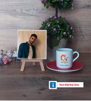 Grafiker Fotoğraflı Dekoratif Taş, Ahşap Altlıklı Türk Kahvesi Fincanı Hediye (Model 3)