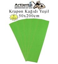Krapon Kağıdı 50x200 cm 5 Adet Renkli Grapon Kağıdı Okul Sınıf Etkinlik Kreş Okul Öncesi Kırapon Grafon (Yeşil)