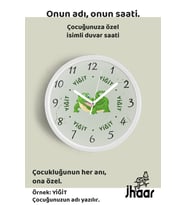 İsme Özel Sevimli Timsah Çocuk Odası Duvar Saati Orta Boy 30 cm Beyaz Camlı Sessiz
