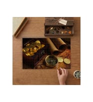 Eski Harita Madeni Paralar Pusula Tasarımı 240 parça Ahşap Puzzle Ahşap Kutuda MP03578