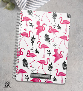 Kişiye Özel Co Notes Marka Beyaz Renk Pembe Flamingo Modelli Kareli Defter GDTK-906114