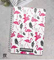Kişiye Özel Co Notes Marka Beyaz Renk Pembe Flamingo Modelli Kareli Defter GDTK-906114