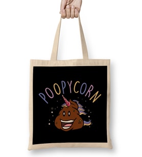 Cute & Funny Poopycorn Adorable Poop Unicorn Bez Çanta Uzun Saplı