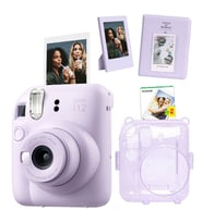 Instax mini 12 Lila Fotoğraf Makinesi Simli Pleksi Kılıf Pvc Albüm 20'li Film ve Çerçeveli Hediye Seti-FOTSI00199-ST5-20-PK-PA-C