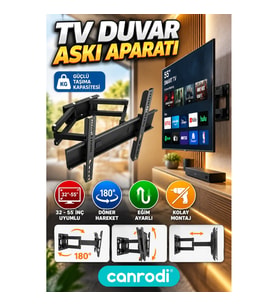 32-55 İnç Hareketli TV Duvar Askı Aparatı – Döner ve Eğim Ayarlı Televizyon Tutucu