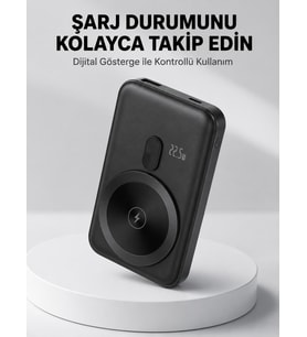 LCD Ekranlı Kablosuz Powerbank Type C ve USB Çıkışlı Yeni Nesil