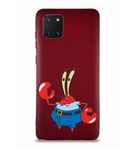 Samsung Galaxy A81 Soft Premier Kapak Bay Yengeç Tasarımlı Silikon Kılıf - Mürdüm (Şeffaf)