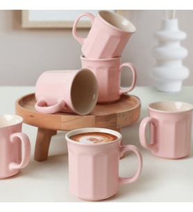 Keramika Pembe / Krem Heracles Kupa 9 Cm 6 Adet