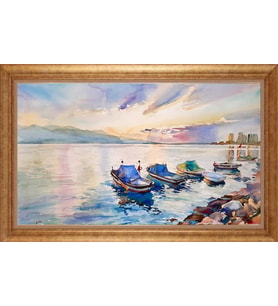 EV İŞYERİ OFİS İÇİN ALTIN ÇERÇEVELİ PASPARTULU TABLO S93
