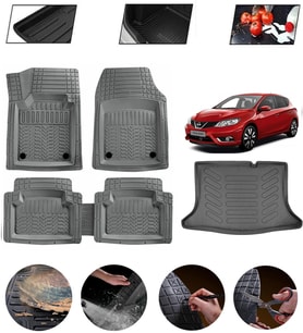 Nissan Pulsar 2014-2018 Uyumlu Paspas Araca Özel Bagaj Havuzu MBS Gri