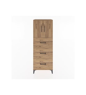 Hyperion Dolap 2 Raflı 3 Çekmeceli 2 Kapaklı 60x44x163 Çam-Çam