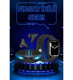Yeni Nesil Akıllı Saat Kablosuz Kulaklık Kampanyası İkili Set Bluetooth Bağlantılı