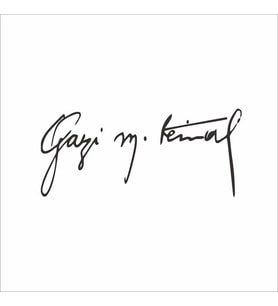 Gazi Mustafa Kemal İmzası Sticker 30x15 cm Siyah (Beyaz)