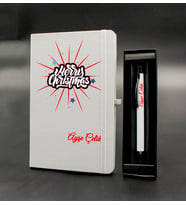 Kişiye Özel Yılbaşı Temalı Beyaz Defter & Beyaz Roller Kalem