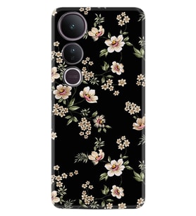 Vivo V50 Lite Kılıf Boutique Baskılı Resimli Siyah Fon Çiçek Pcode -045