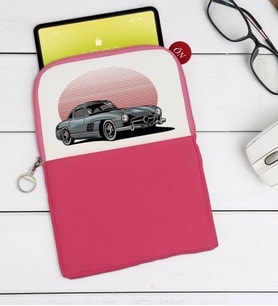 BK Gift Klasik Araç Tasarımlı Taşınabilir Koruyucu Tablet Kılıfı & Organizer Çanta - Pembe-9