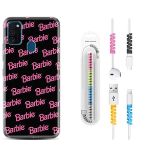 Samsung M21 M22 M23 M30 M31S M32 Kılıf Kablo Koruma Spiral Silikon Barbie 1404