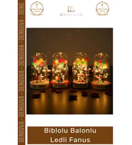 #Fanus Dekoratif Işıklı Gece Lambası Masa Üstü Cam Tasarım Romantik Biblolu Balonlu Ledli Fanus
