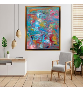 Tablore Renkli Soyut Yağlıboya Tablo Çerçeveli Kanvas Tablo Modern Salon Dekoru