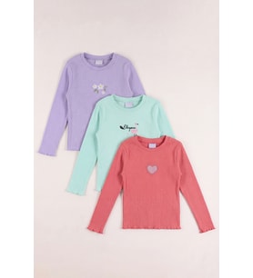 Monox 5-12 Yaş Kız Çocuk Fitilli Nakışlı 3’lü Sweatshirt Takım (Açık Lila)