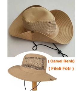 ( Camel Renk) Föter Şapka Snap Düğmeli Yürüyüş Ve Avcılık Panama Şapkası ( Fileli Fötr ) ( Unisex