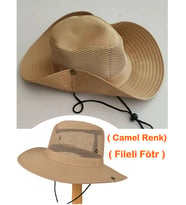 ( Camel Renk) Föter Şapka Snap Düğmeli Yürüyüş Ve Avcılık Panama Şapkası ( Fileli Fötr ) ( Unisex