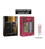 Classic Çift Parfüm Seti Parfüm 60 ml (K) + 90 ml (E) + ( 2 Adet Deodorant 150 ml ) El Kremi HEDİYE