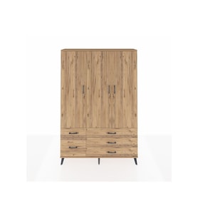 Arges Gardrop 5 Raflı 5 Çekmeceli Tek Askılı 132x30x195 Çam-Çam