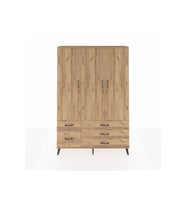 Arges Gardrop 5 Raflı 5 Çekmeceli Tek Askılı 132x30x195 Çam-Çam