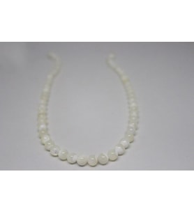 Sedef Taşı YARIM Dizi 7mm (Beyaz) (18cm uzunluğundadır)