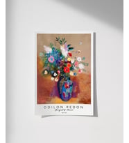 Çerçevesiz Poster Odilon Redon Çiçek Buketi (Çok Renkli)