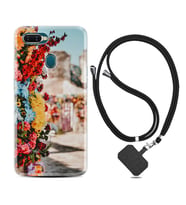 Oppo A5S A15 A16 A54 A55 A73 A74 Kılıf Boyun Askılı Silikon Gerçek Çiçekler 1743