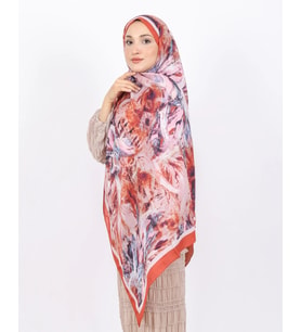 Luissa Bambu Kraş Şal Pastel Desen Kiremit