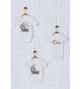 Pia Baby Premium %100 Pamuk İsme Özel Organik Baskılı Üçlü Set Çıtçıtlı Bebek Body Zıbın Modelleri 5032-18 (Ekru)