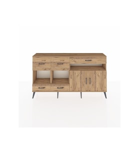 Arges Konsol 4 Raflı 5 Çekmeceli 2 Kapaklı 176x30x99 Çam-Çam