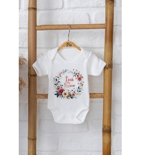 Pia Baby Premium %100 Pamuk İsme Özel Organik Baskılı Çıtçıtlı Bebek Body Zıbın Modelleri 5067-16 (Ekru)