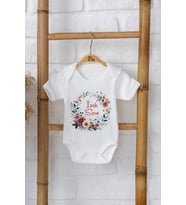 Pia Baby Premium %100 Pamuk İsme Özel Organik Baskılı Çıtçıtlı Bebek Body Zıbın Modelleri 5067-16 (Ekru)