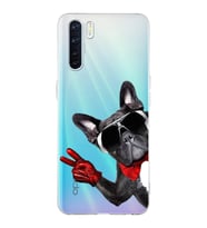 PrintiFy Oppo A91  ile Uyumlu 1mm Slim Fit Köpek 2 050e Baskılı Şeffaf  Kılıf