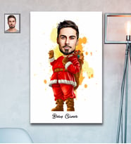 Kişiye Özel Yılbaşı Erkek Karikatürlü Ahşap Tablo 30x47 Model-14