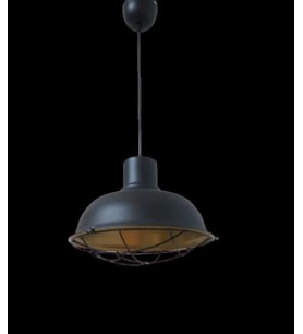Retro Metal Siyah Dekoratif Kafesli Siyah İçi Gold Kafe Mutfak Avize Çap:30 cm
