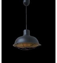 Retro Metal Siyah Dekoratif Kafesli Siyah İçi Gold Kafe Mutfak Avize Çap:30 cm