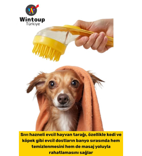 Ergonomik Kedi Köpek Banyo Temizlik Masaj Etkili Zararsız Silikon Sıvı Hazneli Evcil Hayvan Tarağı