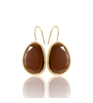 Kadir Jewellery 22 Ayar Altın Kaplama Fosil Taşlı Küpe -El İşçiliği Ve Hipoalerjenik Küpe