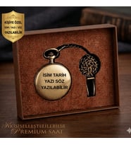 İsme Özel Antik Köstekli Cep Saati - Premium Hediye Kutulu