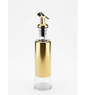 Lüks Gold Metal Korumalı Cam Yağlık ve Sirkelik - Damlatmaz Akıllı Akıtıcı Başlıklı Yağ Şişesi
