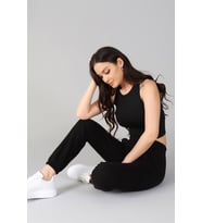 Sweetness Kadın Siyah Paçası Lastikli Eşofman Altı