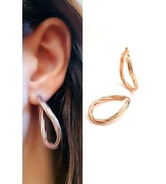 925ayar gümüş rose burgu oval halka küpe